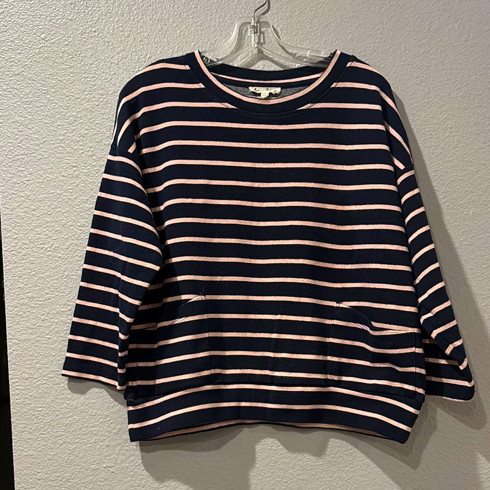 Jane and Delancey Navy and Pink Striped Sweater